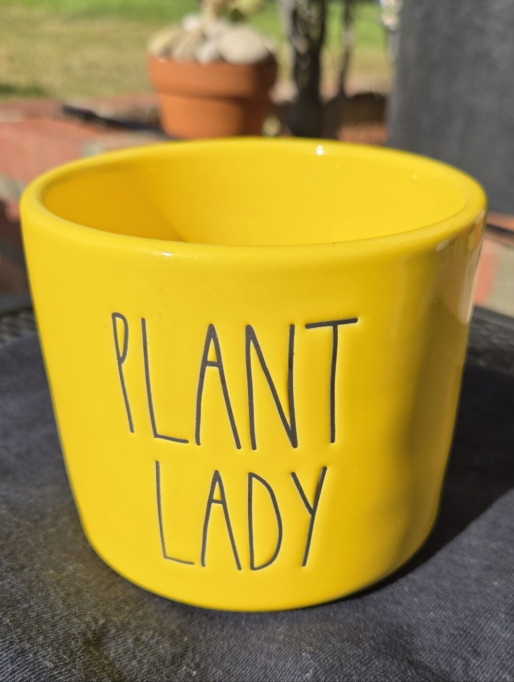 Rae Dunn Artisan Collection Yellow 'PLANT LADY' Ceramic Planter